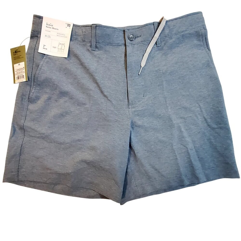 Goodfellow Recycled Hybrid Swim Shorts Blue Relaxed Fit Stretch Boardshorts 33